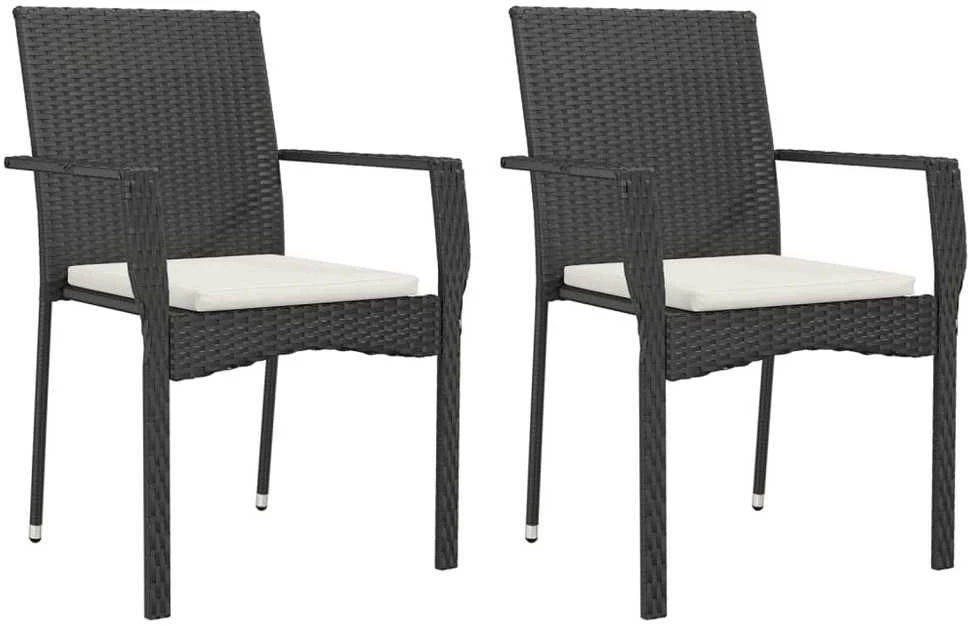 Sofa Sodo komplektas su pagalvėlėmis, 9 dalių, juodas, poliratanas