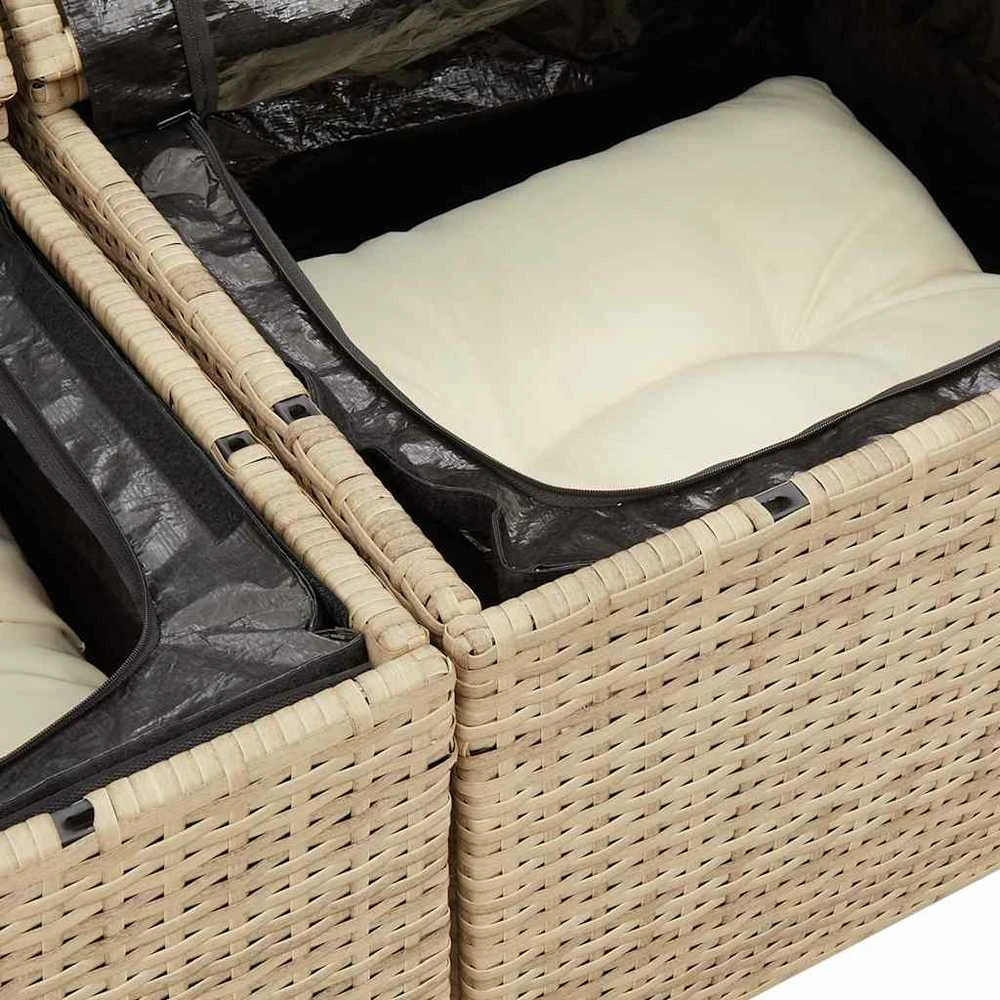 Lauko baldų komplektas Sodo komplektas su pagalvėlėmis, 9 dalių, smėlio, poliratanas