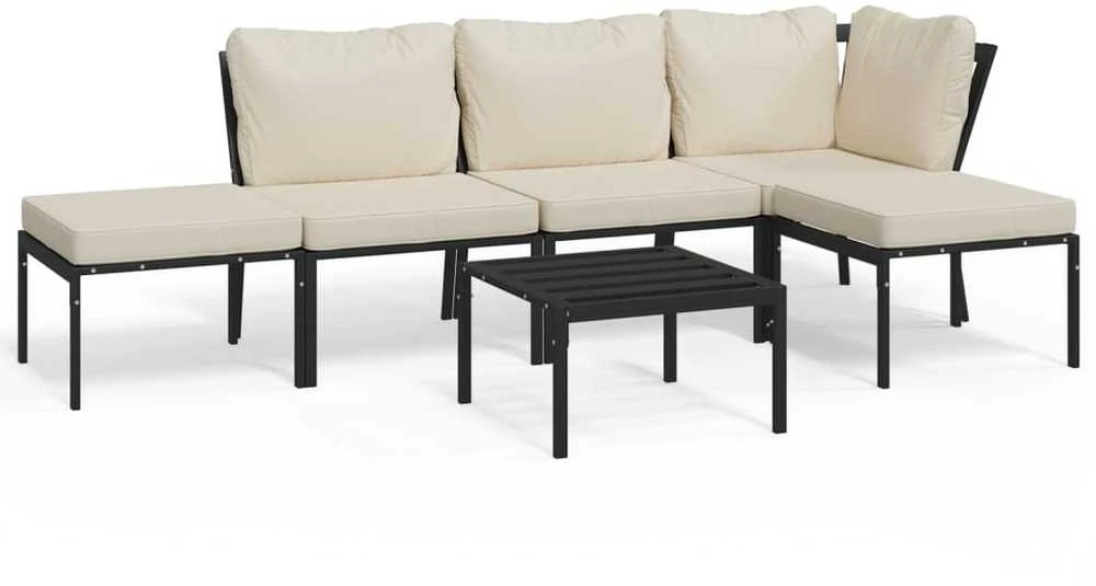 Lauko baldų komplektas Sodo komplektas su smėlio pagalvėlėmis, 6 dalių, plienas