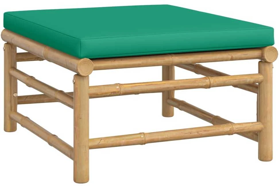 Lauko baldų komplektas Sodo komplektas su žaliomis pagalvėlėmis, 6 dalių, bambukas