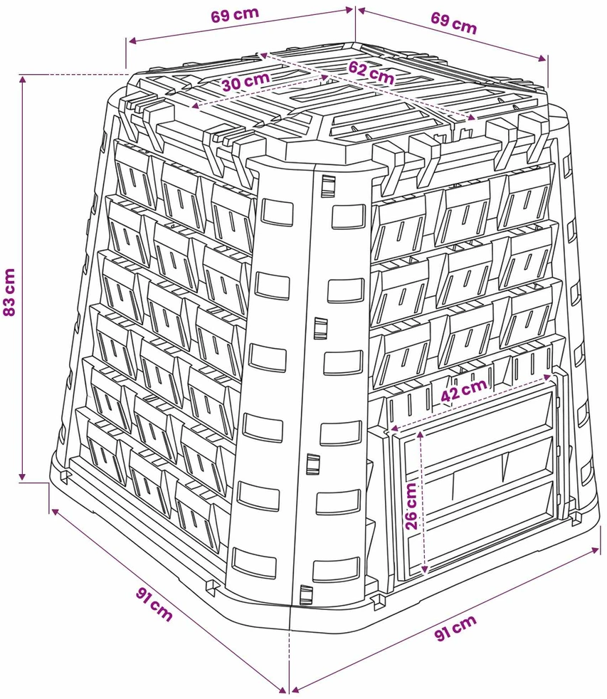 Sodo kompostinė Juoda 91 x 91 x 83 cm 100% PP