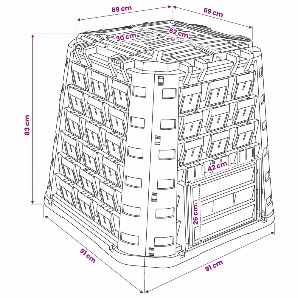 Sodo kompostinė Juoda 91 x 91 x 83 cm 100% PP