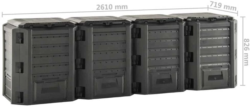 Sodo komposto dėžė, juodos spalvos, 1600l