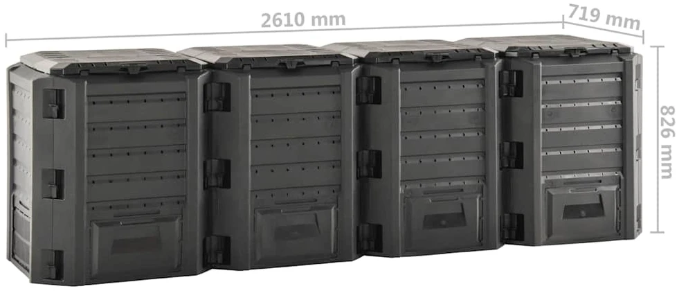 Sodo komposto dėžė, juodos spalvos, 1600l