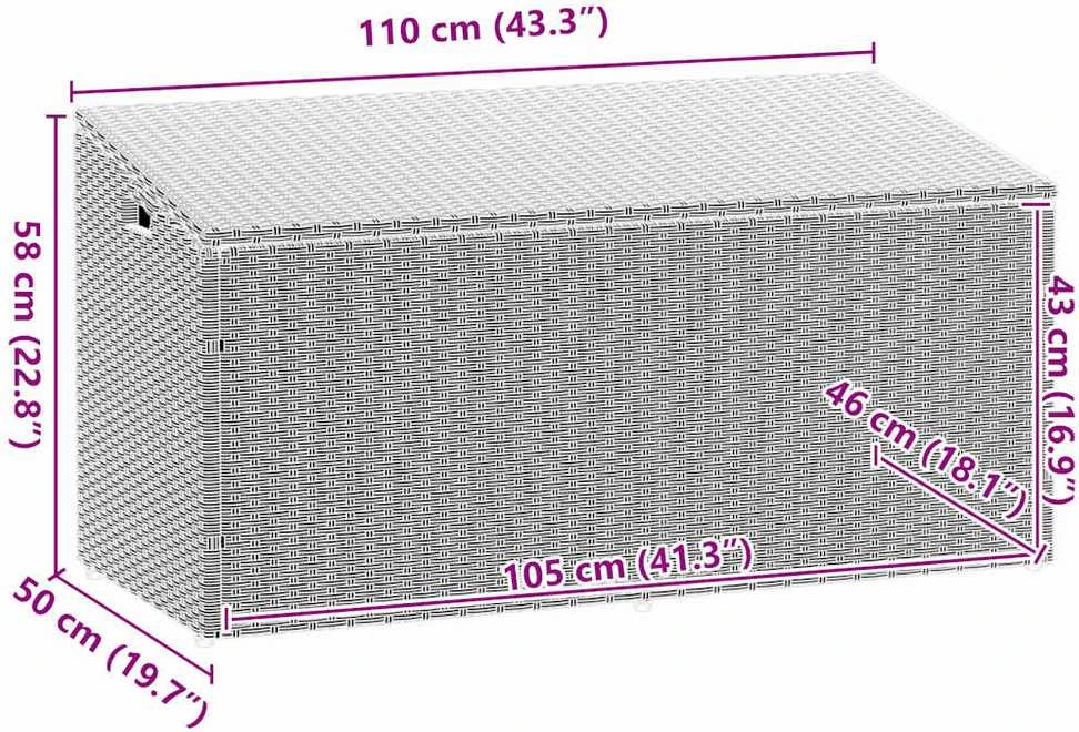 sodo laikymo dėžutė šviesiai pilka 110x50x58 cm poliratanas