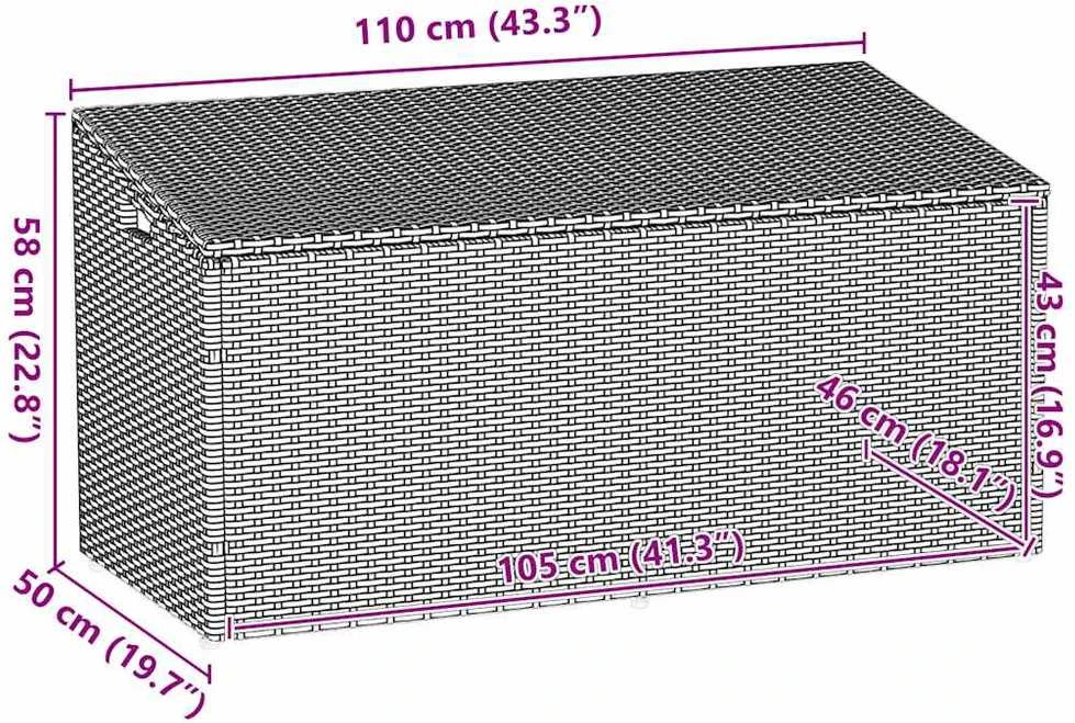 sodo laikymo dėžutė šviesiai pilka 110x50x58 cm poliratanas