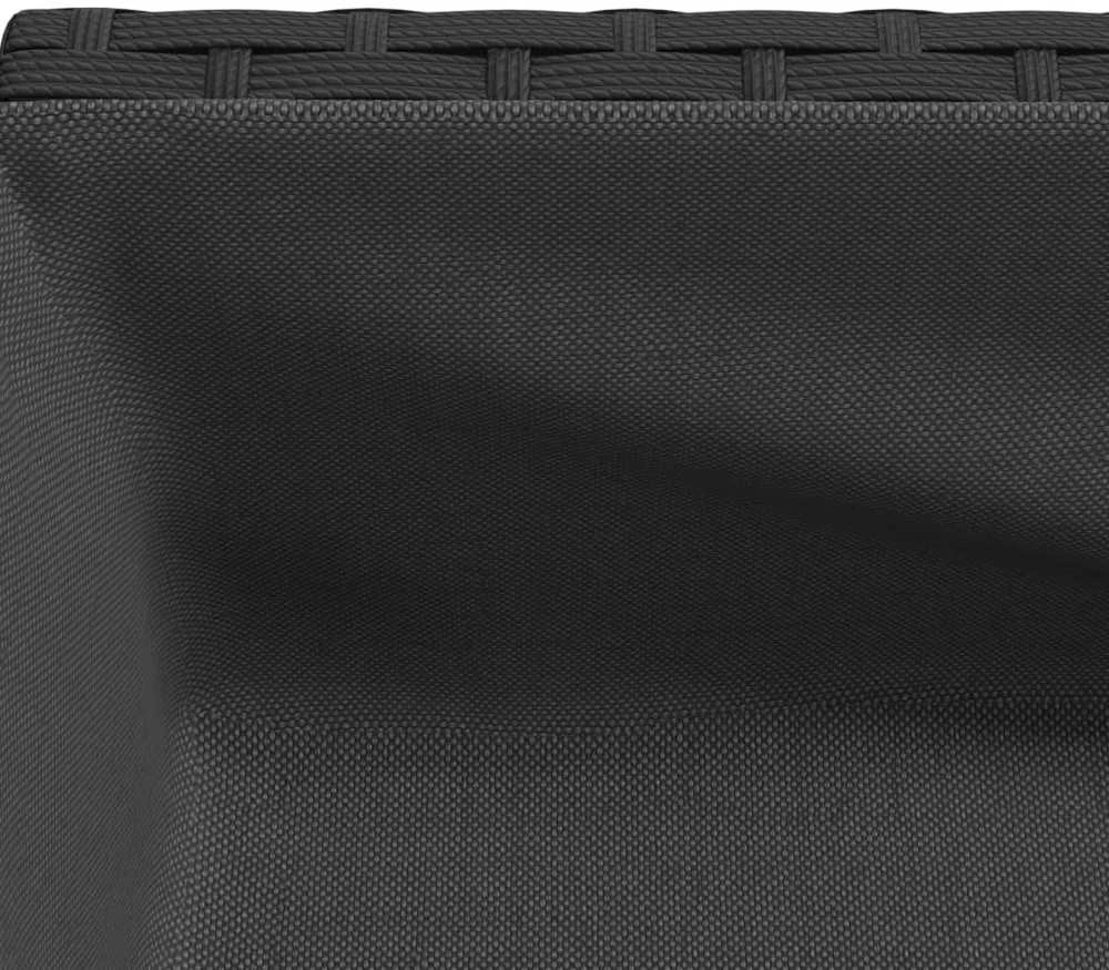 Sodo loveliai su lentyna, 2vnt., juodi, 70x28x70cm, poliratanas