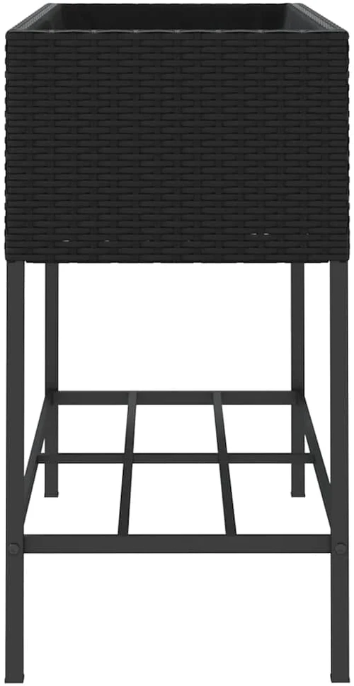 Sodo loveliai su lentyna, 2vnt., juodi, 90x40x75cm, poliratanas