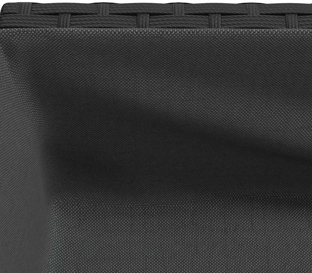 Sodo loveliai su lentyna, 2vnt., juodi, 90x40x75cm, poliratanas