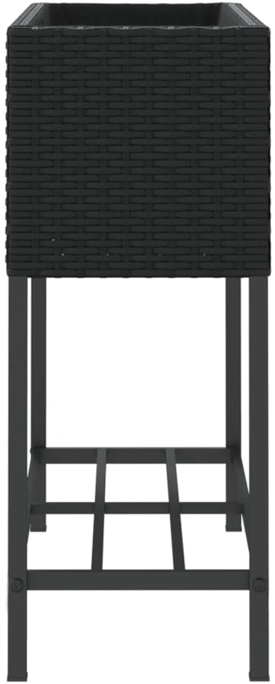 Sodo loveliai su lentyna, 2vnt., juodi, 70x28x70cm, poliratanas