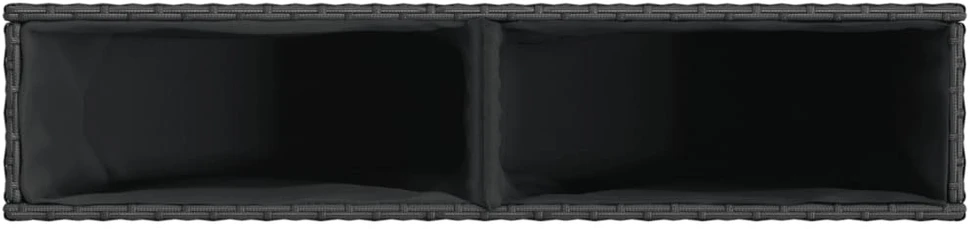 Sodo loveliai su lentyna, 2vnt., juodi, 90x20x40cm, poliratanas