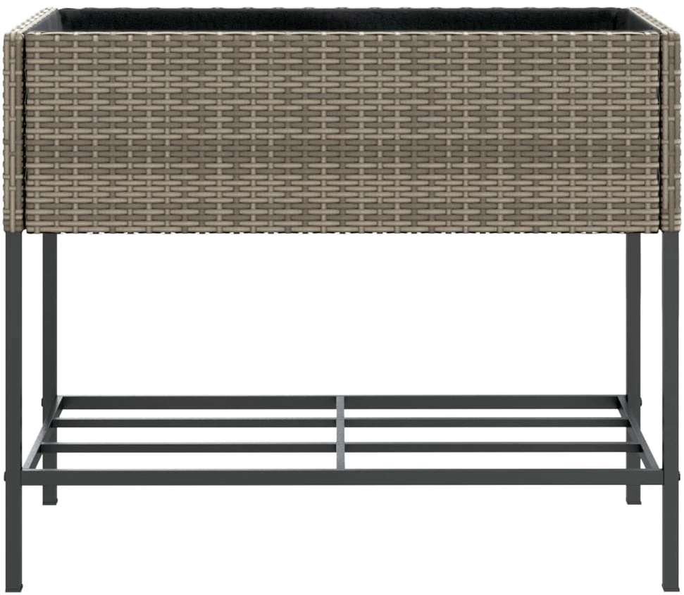 Sodo loveliai su lentyna, 2vnt., pilki, 90x40x75cm, poliratanas