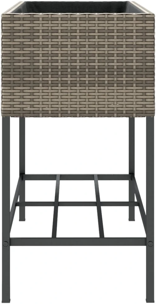 Sodo loveliai su lentyna, 2vnt., pilki, 90x40x75cm, poliratanas