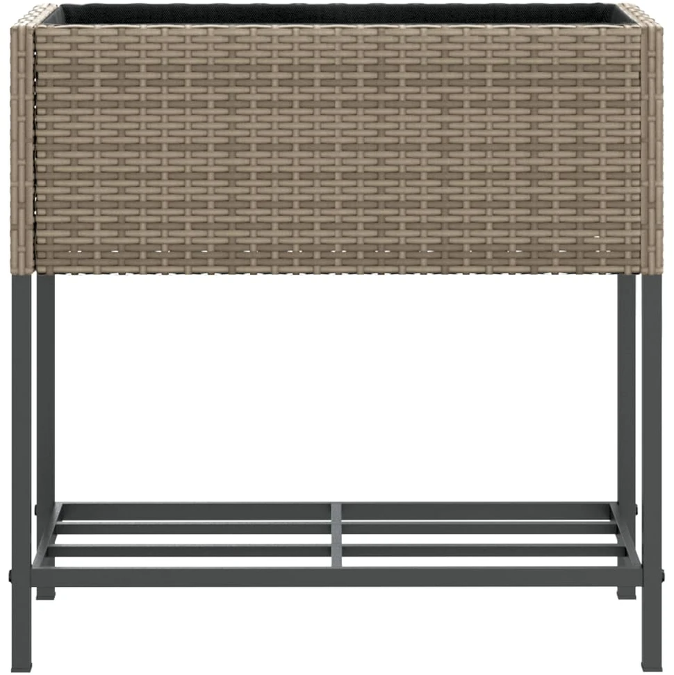 Sodo loveliai su lentyna, 2vnt., pilki, 70x28x70cm, poliratanas