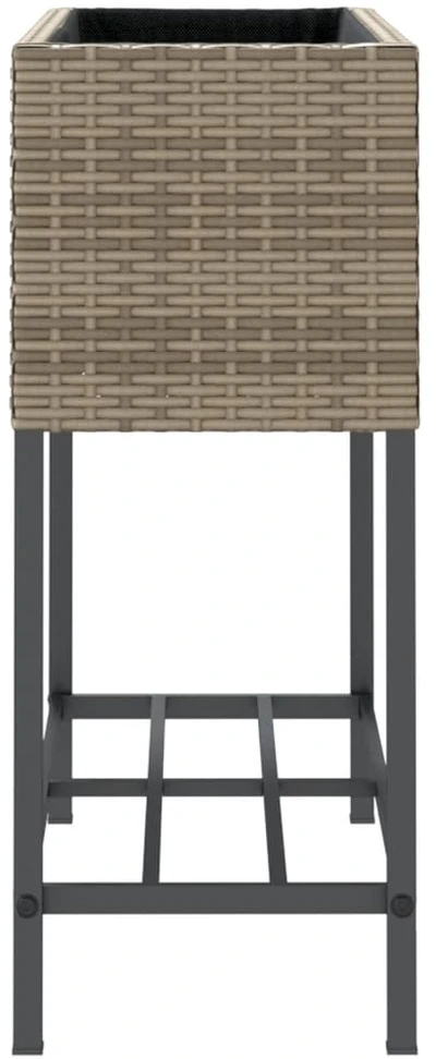 Sodo loveliai su lentyna, 2vnt., pilki, 70x28x70cm, poliratanas