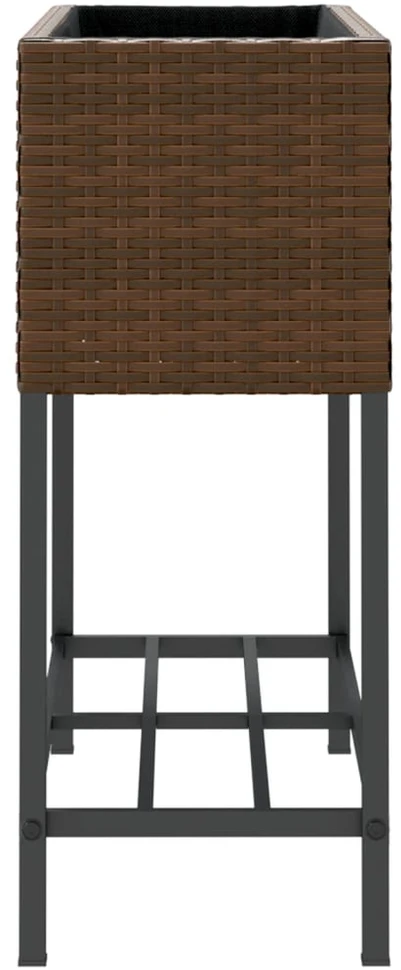 Sodo loveliai su lentyna, 2vnt., rudi, 70x28x70cm, poliratanas