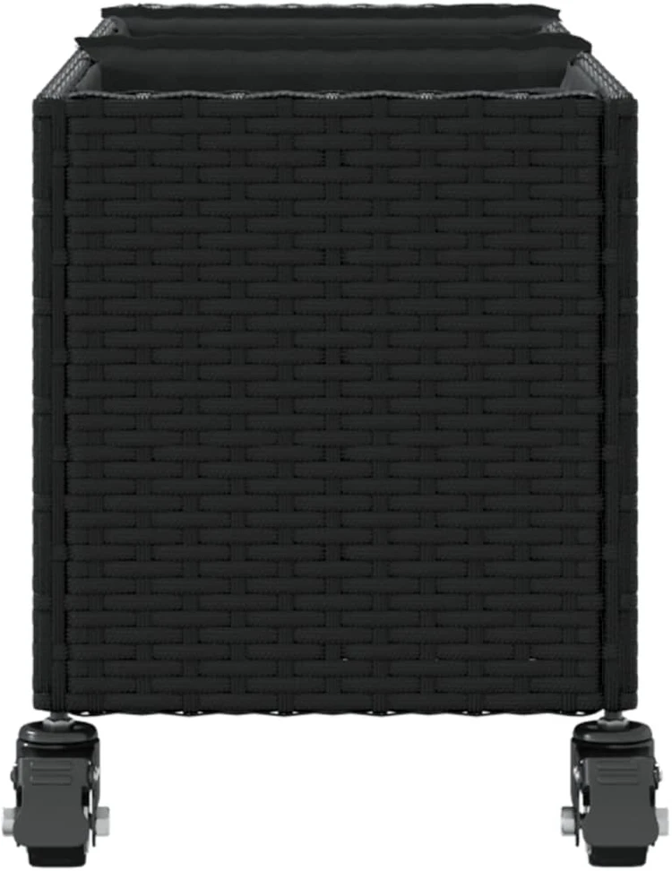 Sodo loveliai su ratukais, 2vnt., juodi, 107x32x38cm, ratanas