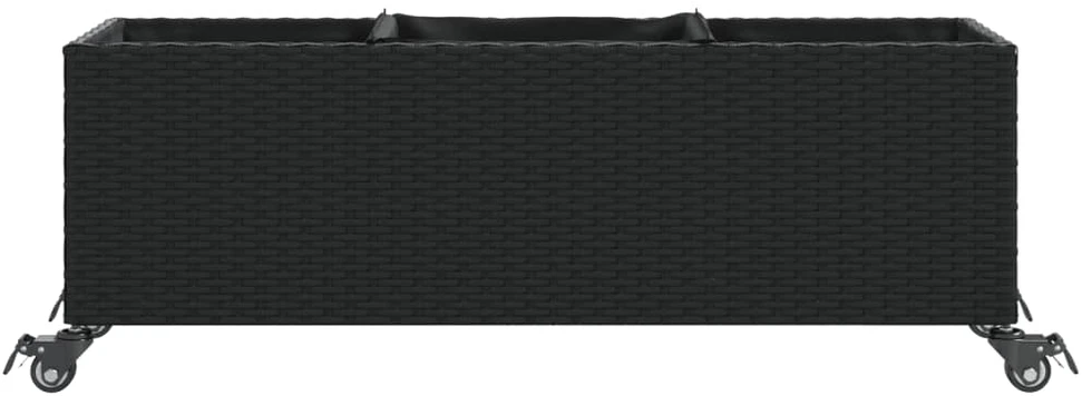 Sodo loveliai su ratukais, 2vnt., juodi, 107x32x38cm, ratanas