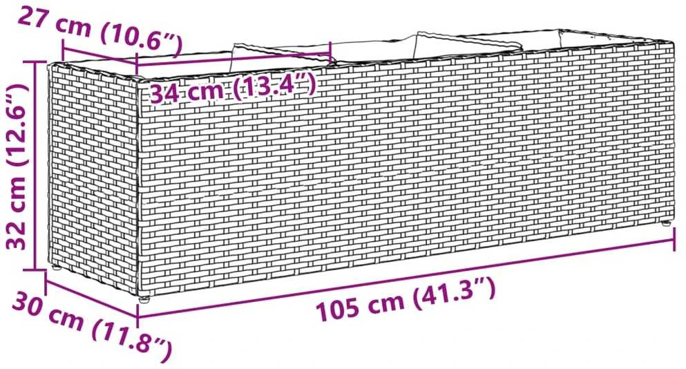 Sodo loveliai su vazonais, 2vnt., juodi, 105x30x32cm, ratanas