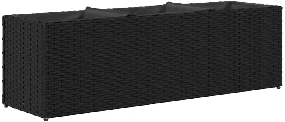 Sodo loveliai su vazonais, 2vnt., juodi, 105x30x32cm, ratanas