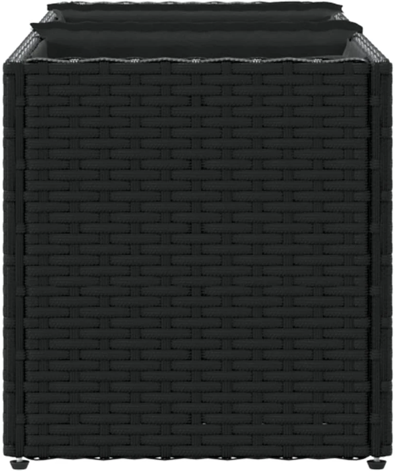Sodo loveliai su vazonais, 2vnt., juodi, 105x30x32cm, ratanas
