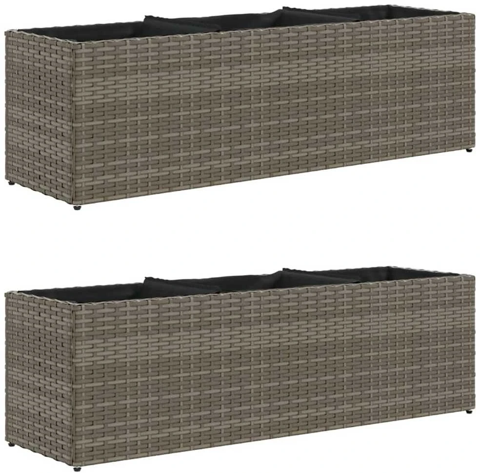 Sodo loveliai su vazonais, 2vnt., pilki, 105x30x32cm, ratanas