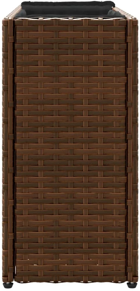 Sodo loveliai su vazonais, 2vnt., rudi, 90x20x40cm, poliratanas