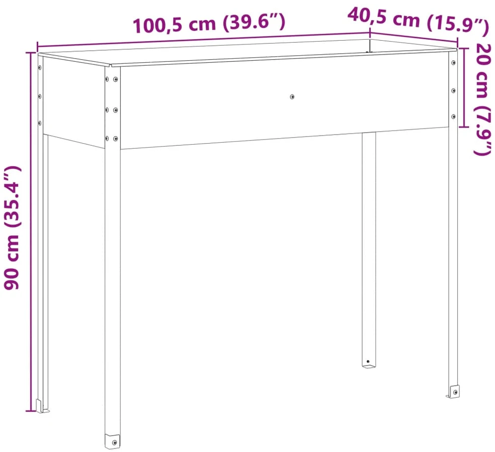 Sodo lovelis, 100,5x40,5x90cm, plienas