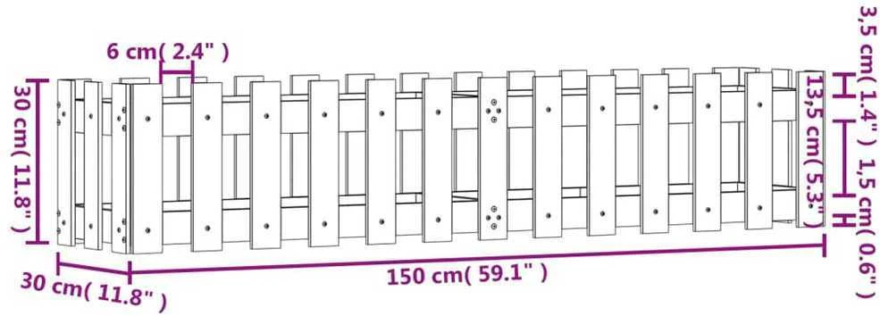 Sodo lovelis, 150x30x30cm, douglas eglė, tvorelės dizaino