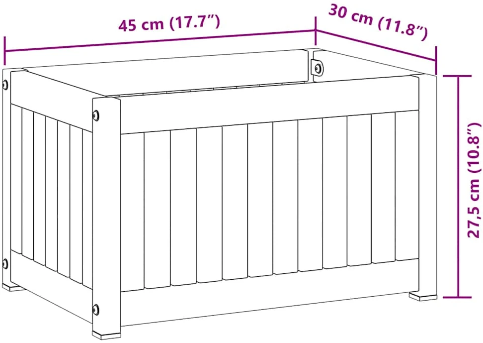 Sodo lovelis, 45x30x27,5cm, akacijos medienos masyvas/plienas