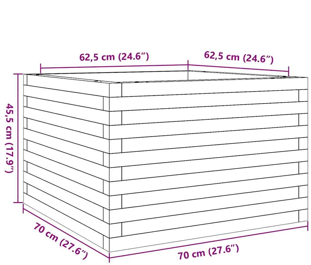 Sodo lovelis, 70x70x45,5cm, douglas eglės medienos masyvas