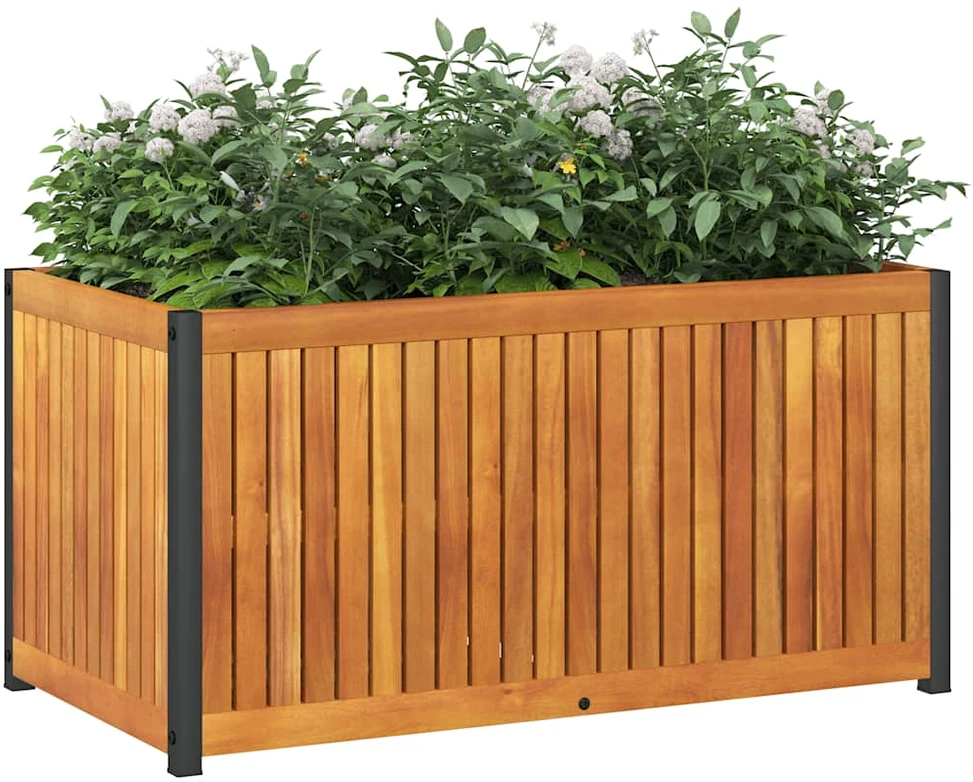 Sodo lovelis, 85x45x44cm, akacijos medienos masyvas ir plienas