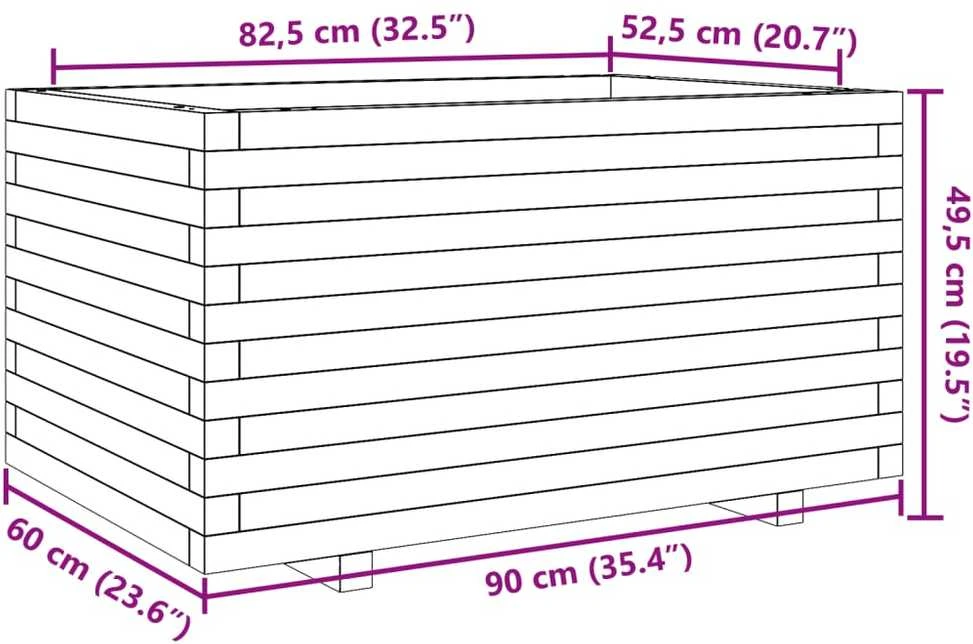 Sodo lovelis, 90x60x49,5cm, pušies medienos masyvas