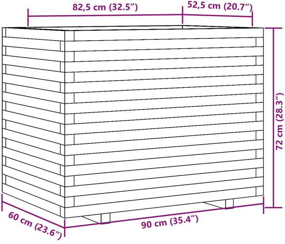 Sodo lovelis, 90x60x72cm, impregnuota pušies mediena