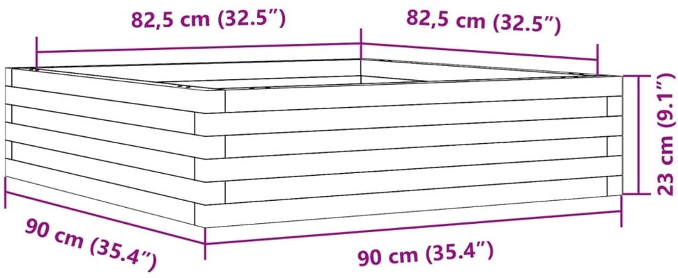 Sodo lovelis, 90x90x23cm, impregnuota pušies mediena