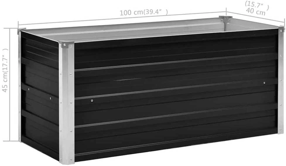 Sodo lovelis, antracito, 100x40x45cm, plienas, aukštas