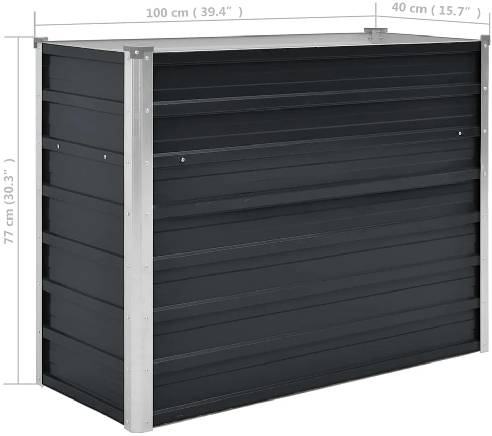 Sodo lovelis, antracito, 100x40x77cm, plienas, aukštas