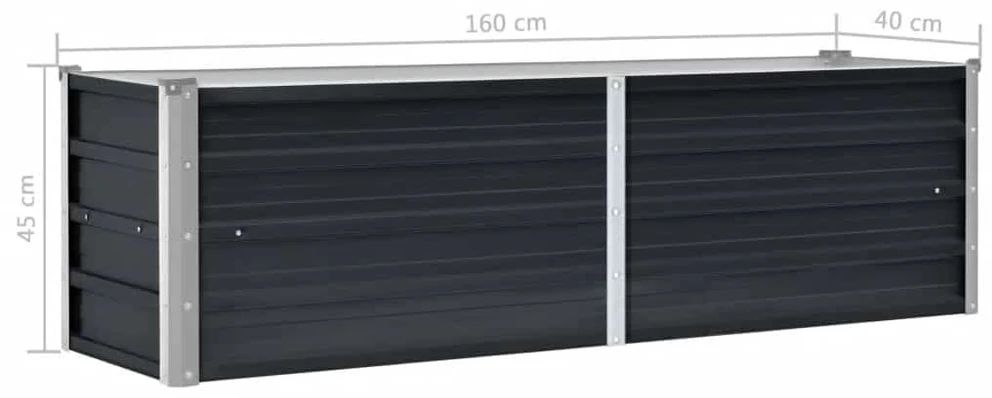 Sodo lovelis, antracito, 160x40x45cm, plienas, aukštas
