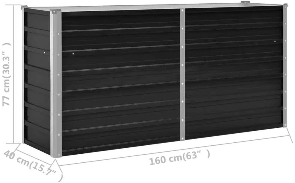 Sodo lovelis, antracito, 160x40x77cm, plienas, aukštas