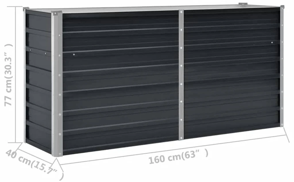 Sodo lovelis, antracito, 160x40x77cm, plienas, aukštas