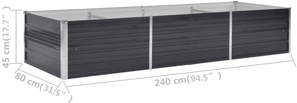 Sodo lovelis, antracito, 240x80x45cm, plienas, aukštas
