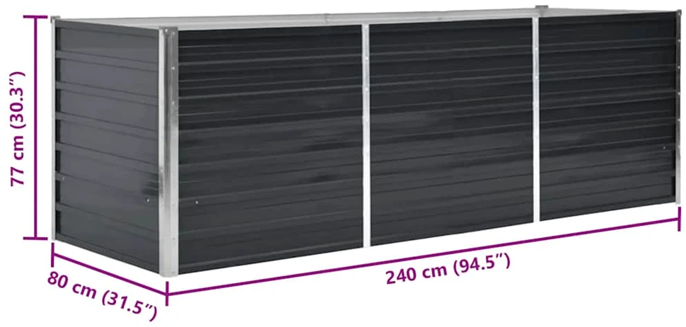 Sodo lovelis, antracito, 240x80x77cm, plienas, aukštas