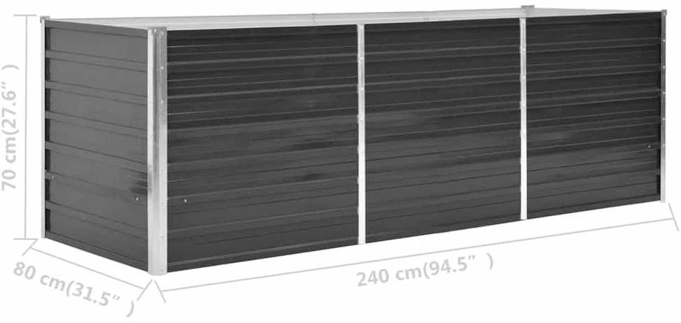 Sodo lovelis, antracito, 240x80x77cm, plienas, aukštas
