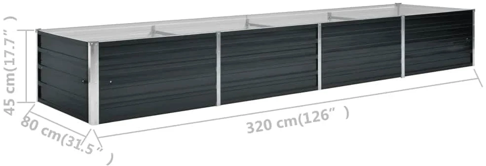 Sodo lovelis, antracito, 320x80x45cm, plienas, aukštas