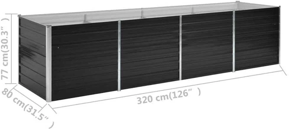 Sodo lovelis, antracito, 320x80x77cm, plienas, aukštas