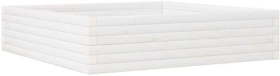 Sodo lovelis, baltas, 100x100x23cm, pušies medienos masyvas