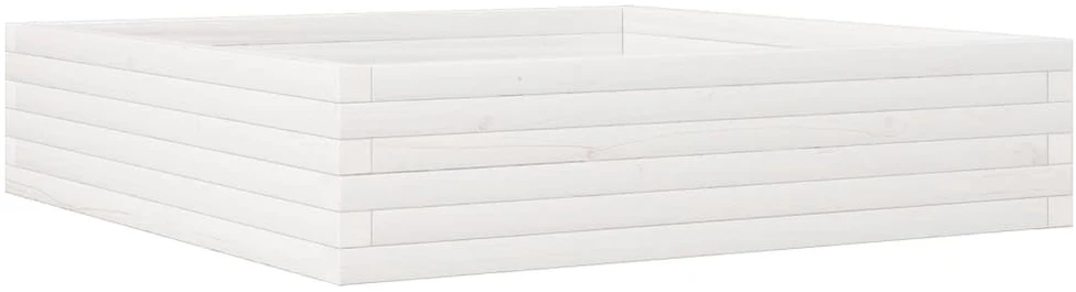 Sodo lovelis, baltas, 100x100x23cm, pušies medienos masyvas