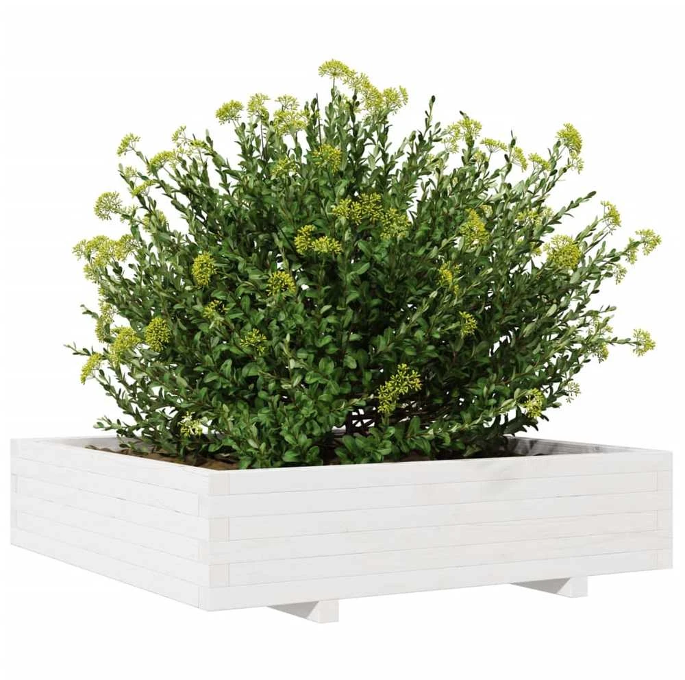 Sodo lovelis, baltas, 100x100x26,5cm, pušies medienos masyvas