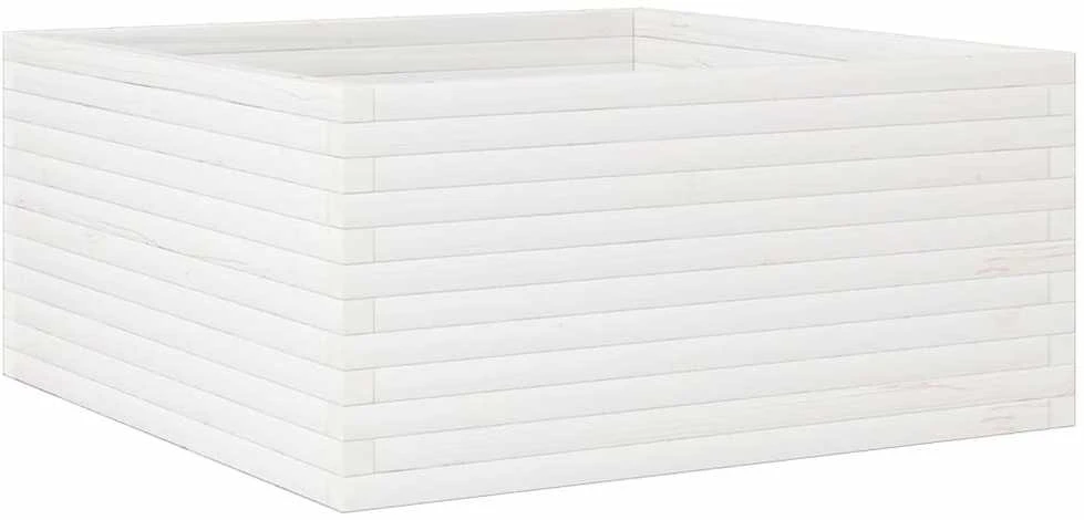 Sodo lovelis, baltas, 100x100x46cm, pušies medienos masyvas