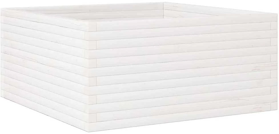 Sodo lovelis, baltas, 100x100x46cm, pušies medienos masyvas